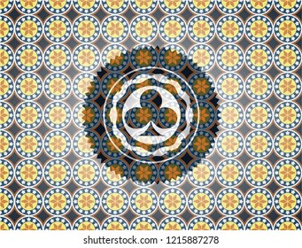 poker clover icon inside arabesque style badge. arabic decoration.