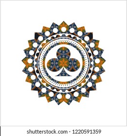 poker clover icon inside arabesque badge. arabic decoration.