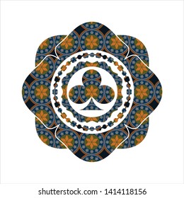 poker clover icon inside arabesque badge. arabic decoration.