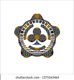 poker clover icon inside arabic emblem. Arabesque decoration.