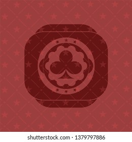 poker clover icon inside badge with red background
