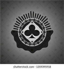 poker clover icon inside black emblem