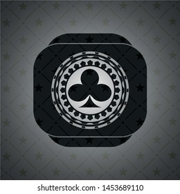 poker clover icon inside black emblem