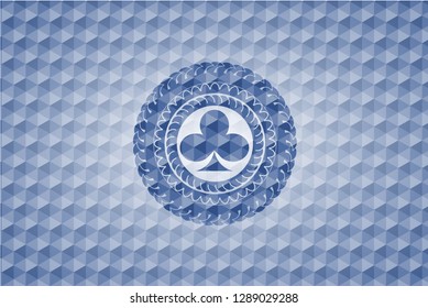 poker clover icon inside blue hexagon badge.