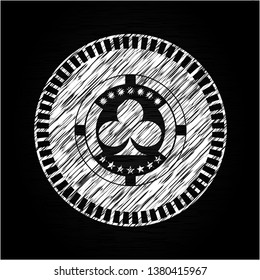 poker clover icon inside chalk emblem