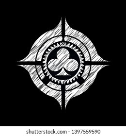 poker clover icon inside chalk emblem