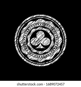 poker clover icon inside chalk emblem