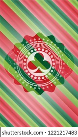 poker clover icon inside christmas colors emblem.