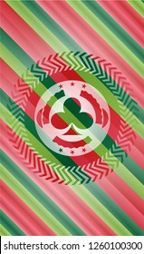 poker clover icon inside christmas colors badge.