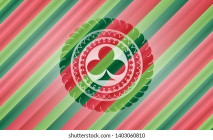 poker clover icon inside christmas badge.