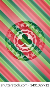 poker clover icon inside christmas emblem background.