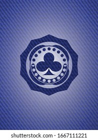 poker clover icon inside emblem with jean high quality background
