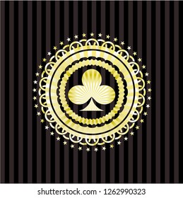 poker clover icon inside gold shiny emblem