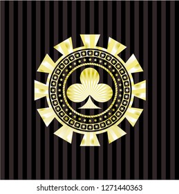 poker clover icon inside gold badge