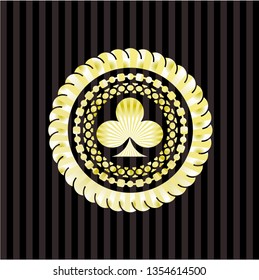 poker clover icon inside gold emblem