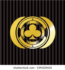 poker clover icon inside gold badge