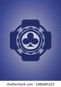 poker clover icon inside jean background