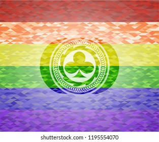 poker clover icon inside lgbt colors emblem 
