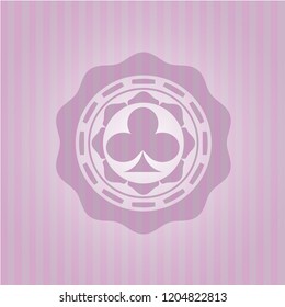 poker clover icon inside pink emblem
