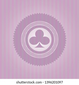 poker clover icon inside pink emblem. Retro