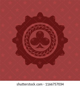 poker clover icon inside red emblem. Vintage.