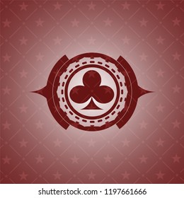 poker clover icon inside red emblem
