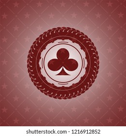 poker clover icon inside red emblem. Vintage.