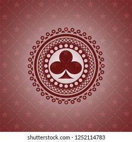 poker clover icon inside red emblem. Retro