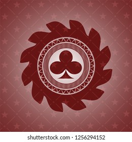 poker clover icon inside red emblem. Vintage.