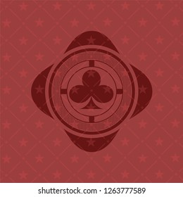 poker clover icon inside red emblem. Retro
