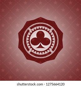 poker clover icon inside red emblem. Retro