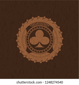 poker clover icon inside retro style wood emblem
