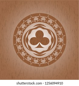 poker clover icon inside retro style wooden emblem