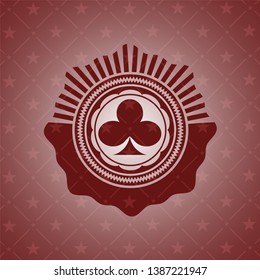 poker clover icon inside retro red emblem