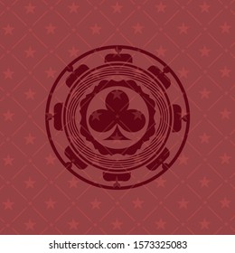 poker clover icon inside retro style red emblem