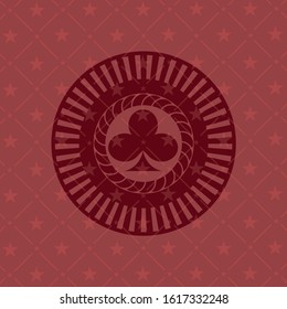 poker clover icon inside retro red emblem