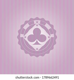 poker clover icon inside retro pink emblem. Elegant design. 