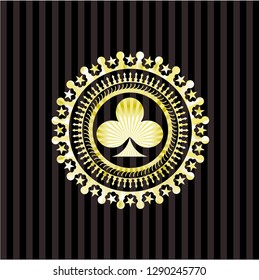 poker clover icon inside shiny emblem
