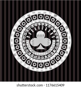 poker clover icon inside silver badge or emblem