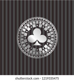 poker clover icon inside silver badge