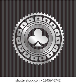 poker clover icon inside silver badge