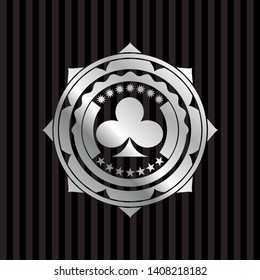poker clover icon inside silver emblem