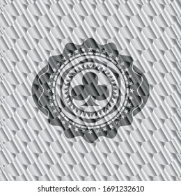 Poker Kleeblatt Symbol in Silber Farbe Abzeichen oder Emblem. Skaliert Muster. Vektorillustration Illustration. Detaillierte Angaben.