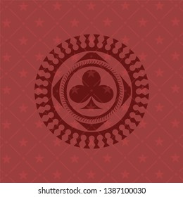poker clover icon inside vintage red emblem