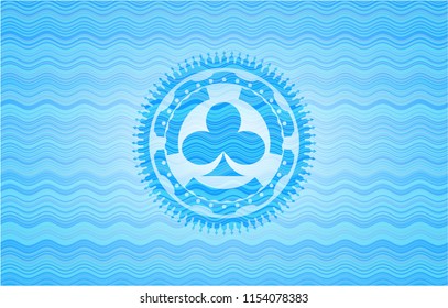 poker clover icon inside water wave concept badge background.