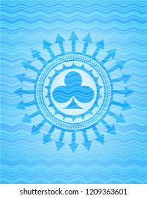 poker clover icon inside water concept style emblem.