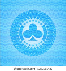 poker clover icon inside water wave concept style emblem.