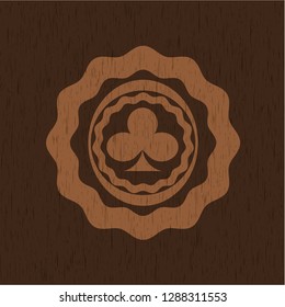 poker clover icon inside wood emblem. Retro