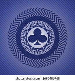 poker clover icon with jean texture