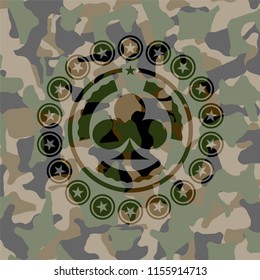 poker clover icon on camo texture